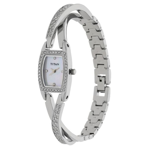 Titan 9851SM01 Women’s Analog Quartz Watch — White Dial & Silver Stainless Steel Strap
