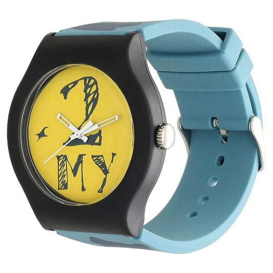 Fastrack Unisex Quartz Analog Strap Watch – Model 9915PP66 | Yellow Dial & Blue Silicone Strap, Casual Everyday Style