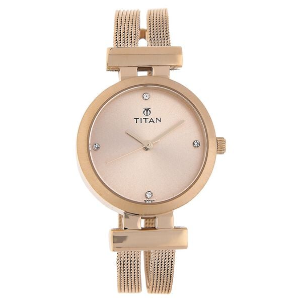 Titan 9942WM01 Women Rose Gold Dial Stainless Steel Strap Quartz Watch