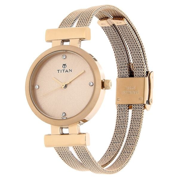 Titan 9942WM01 Women’s Analog Quartz Watch — Rose Gold Dial & Rose Gold Stainless Steel Strap