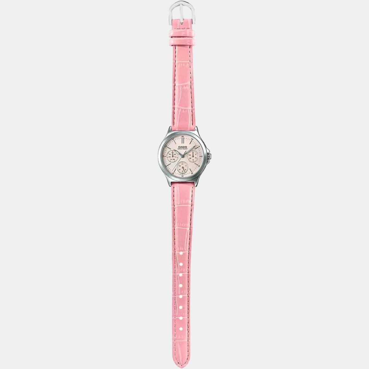 Casio A1150 Enticer Ladies’ Analog Quartz Watch with Pink Dial & Pink Leather Strap