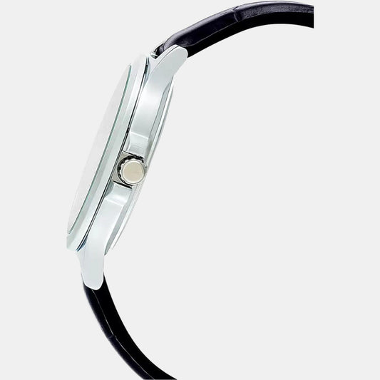 Casio A1176 Enticer Men’s Analog Quartz Watch with Black Dial & Black Leather Strap