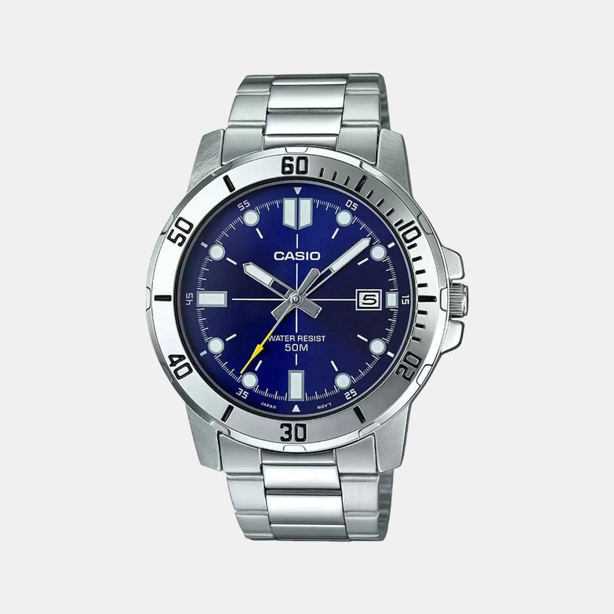 Casio A1364 Enticer Men’s Analog Quartz Watch with Blue Dial & Silver Stainless Steel Bracelet