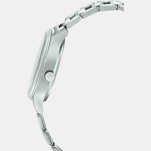 Casio A1597 Enticer Ladies’ Analog Quartz Watch with White Dial & Silver Stainless Steel Bracelet