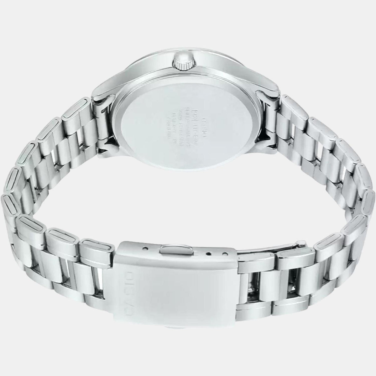 Casio A1597 Enticer Ladies’ Analog Quartz Watch with White Dial & Silver Stainless Steel Bracelet