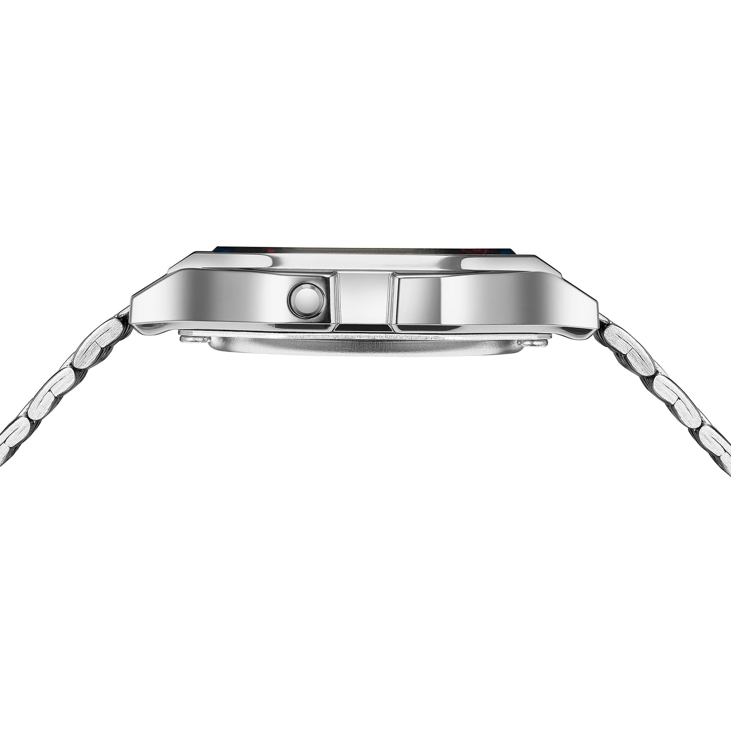 Casio D338 Vintage Unisex Quartz Digital Watch with Black LCD, Silver Stainless Steel Strap