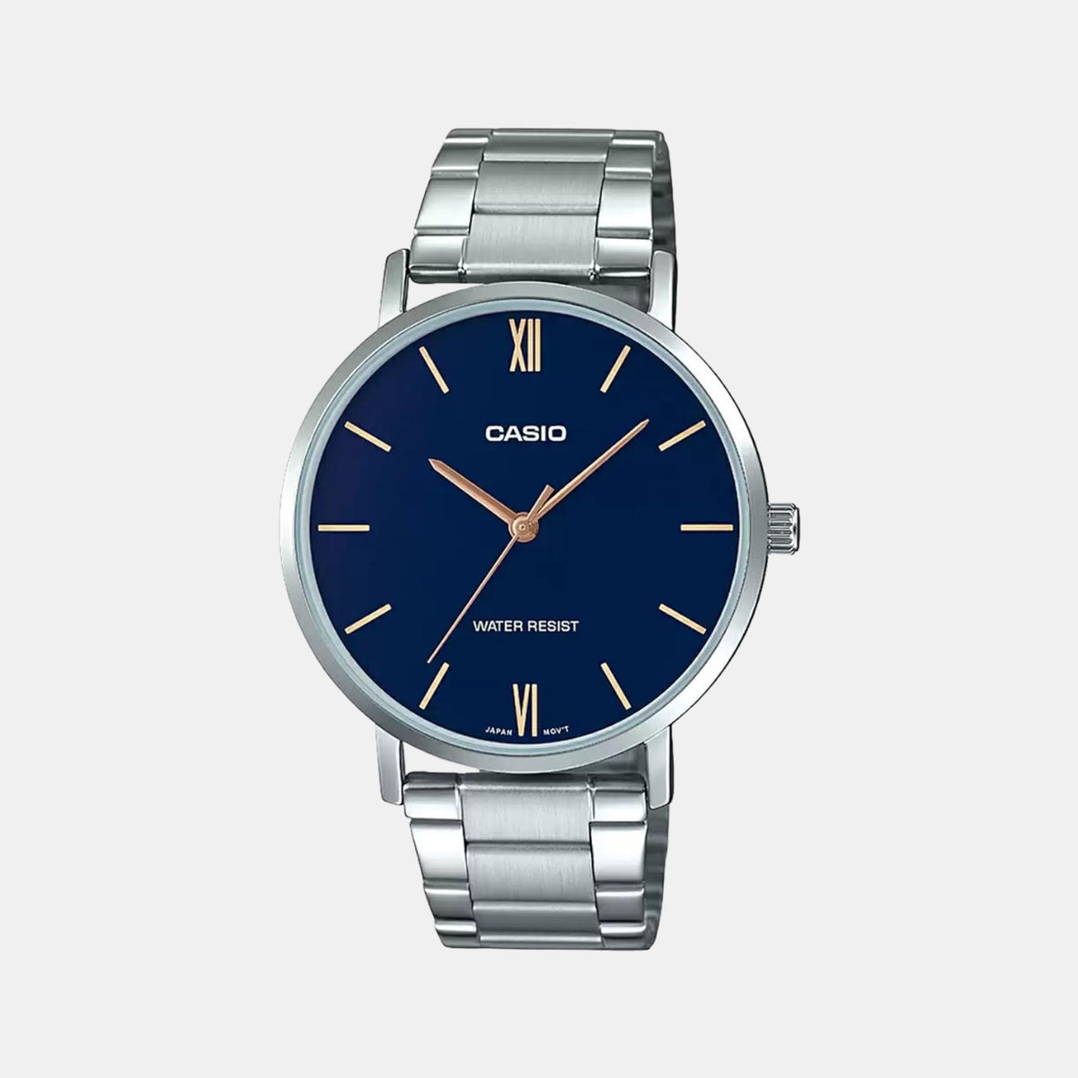 Casio A1613 Enticer Men’s Analog Quartz Watch with Blue Dial & Silver Stainless Steel Bracelet