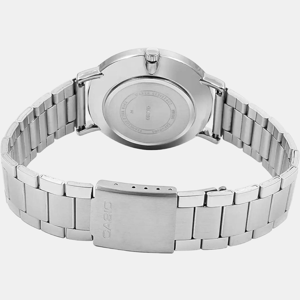 Casio A1622 Enticer Ladies’ Analog Quartz Watch with Black Dial & Silver Stainless Steel Bracelet