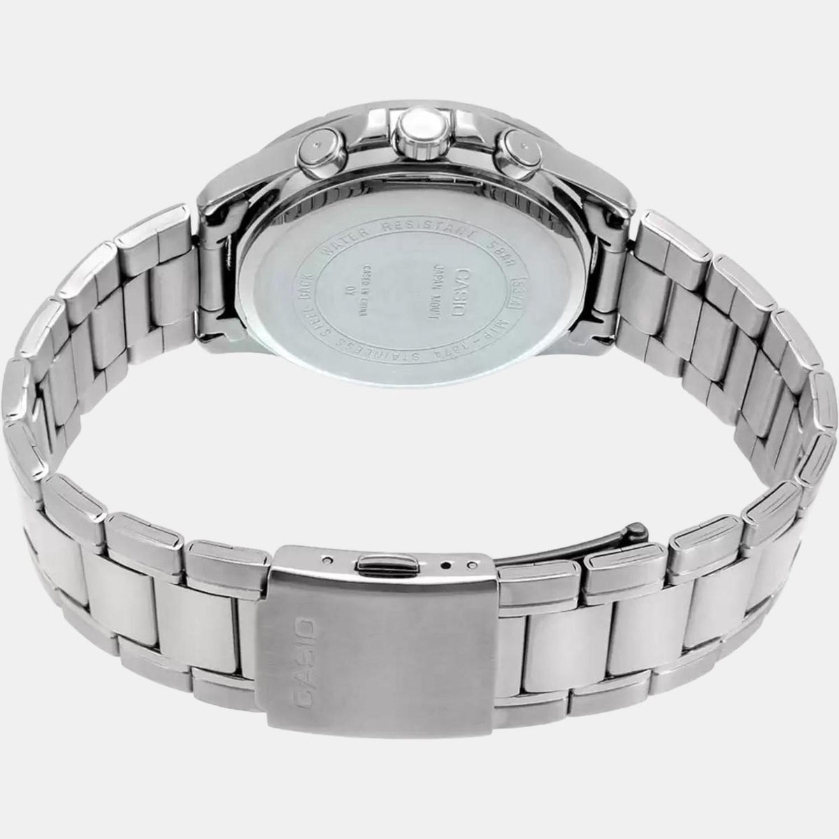 Casio A1647 Enticer Men’s Analog Quartz Chronograph Watch with Black Dial & Silver Stainless Steel Bracelet