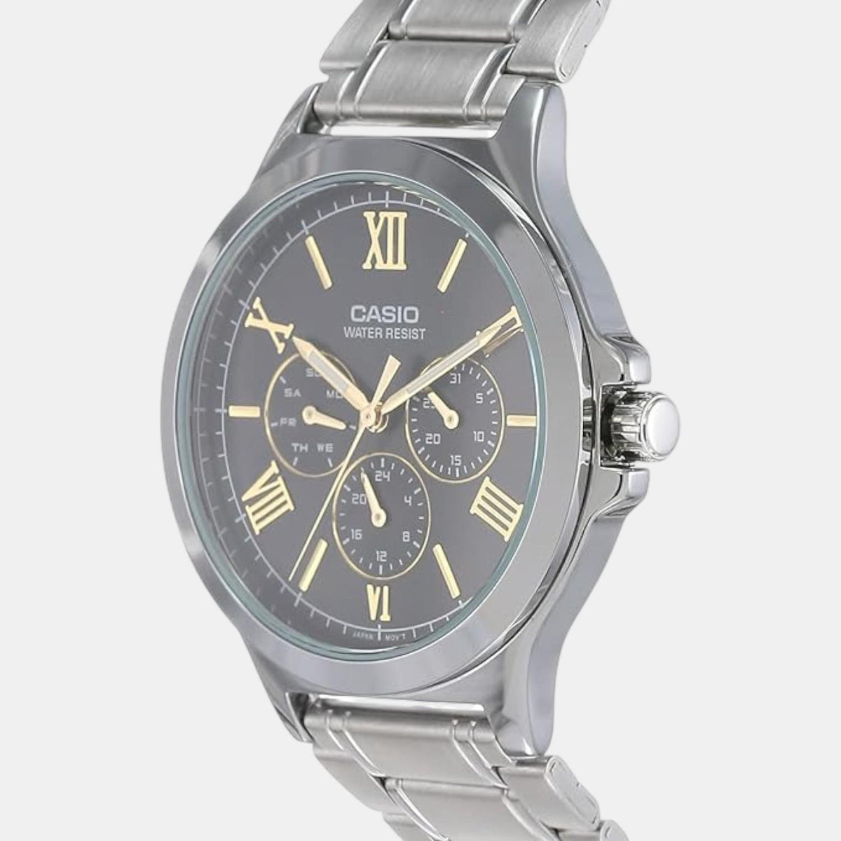Casio A1683 Enticer Men’s Analog Quartz Watch with Black Dial & Silver Stainless Steel Bracelet