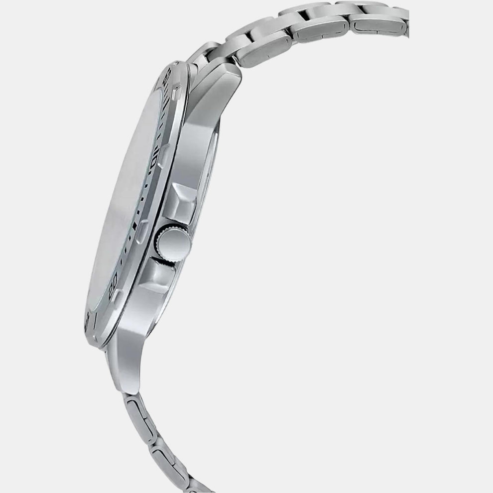 Casio A1749 Enticer Men’s Quartz Analog Watch with Blue Multi-Dial, Silver Stainless Steel Strap