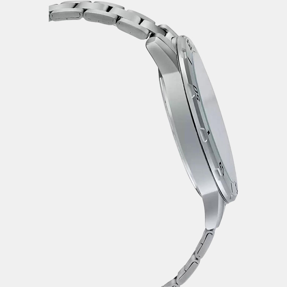 Casio A1749 Enticer Men’s Quartz Analog Watch with Blue Multi-Dial, Silver Stainless Steel Strap