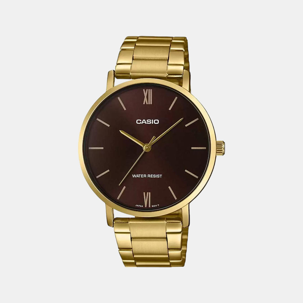 Men’s A1779 Quartz Analog Watch with Brown Dial, Gold Stainless Steel Strap