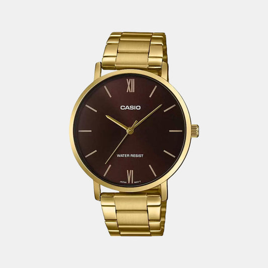 Men’s A1779 Quartz Analog Watch with Brown Dial, Gold Stainless Steel Strap