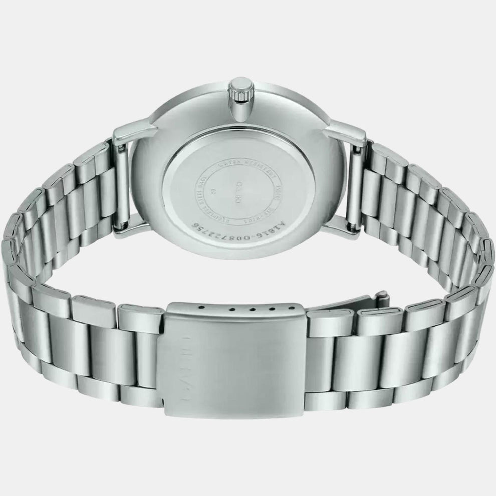 Casio A1815 Enticer Men’s Quartz Analog Watch with Black Dial, Silver Stainless Steel Strap