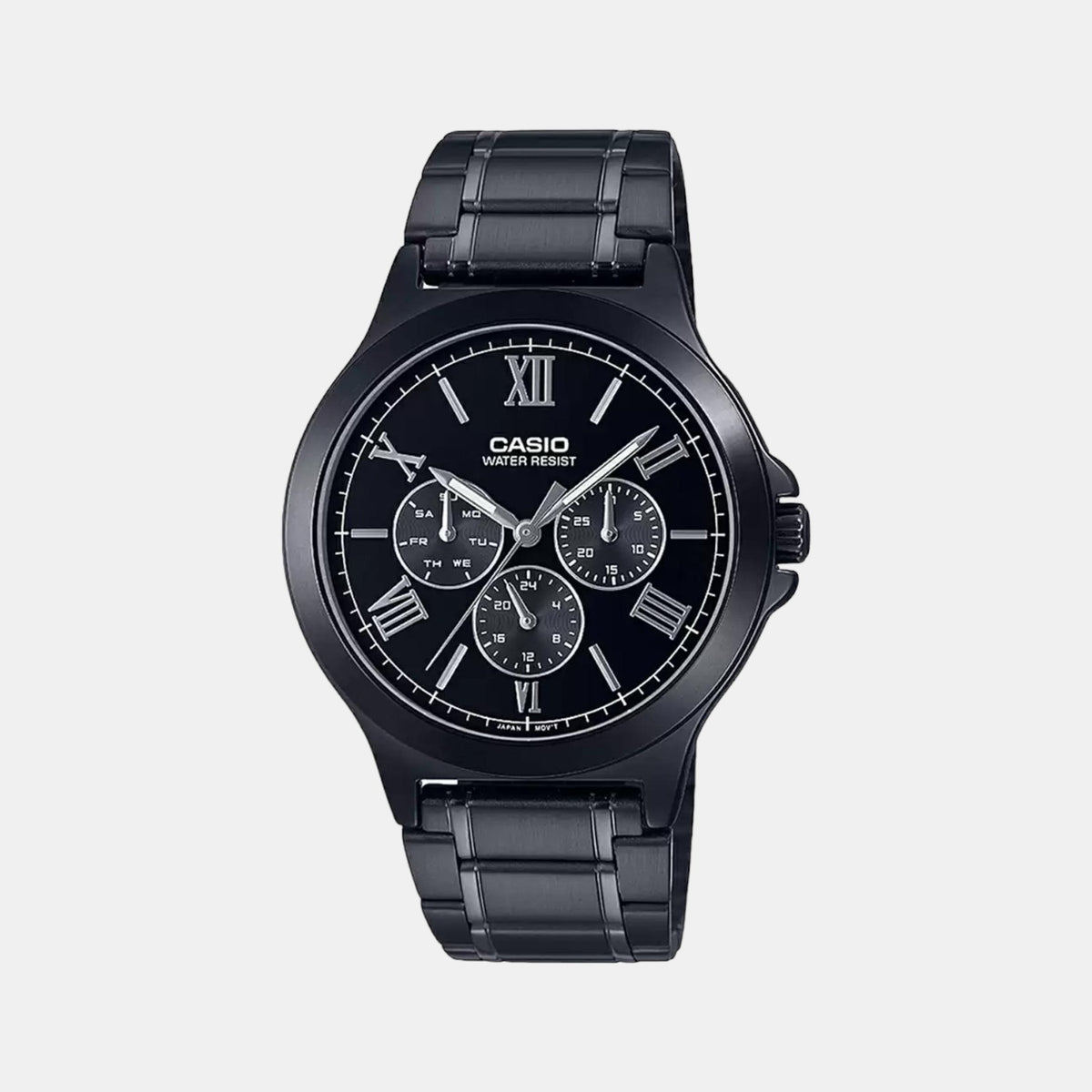 Casio A1969 Enticer Quartz Analog Men’s Watch with Black Dial, Black IP Stainless Steel Bracelet