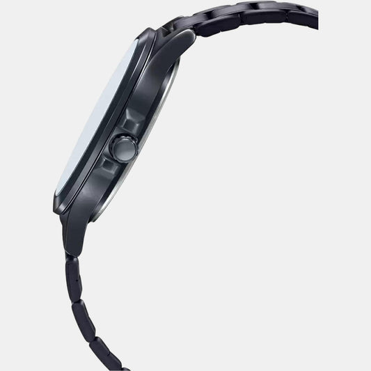 Casio A1969 Enticer Quartz Analog Men’s Watch with Black Dial, Black IP Stainless Steel Bracelet