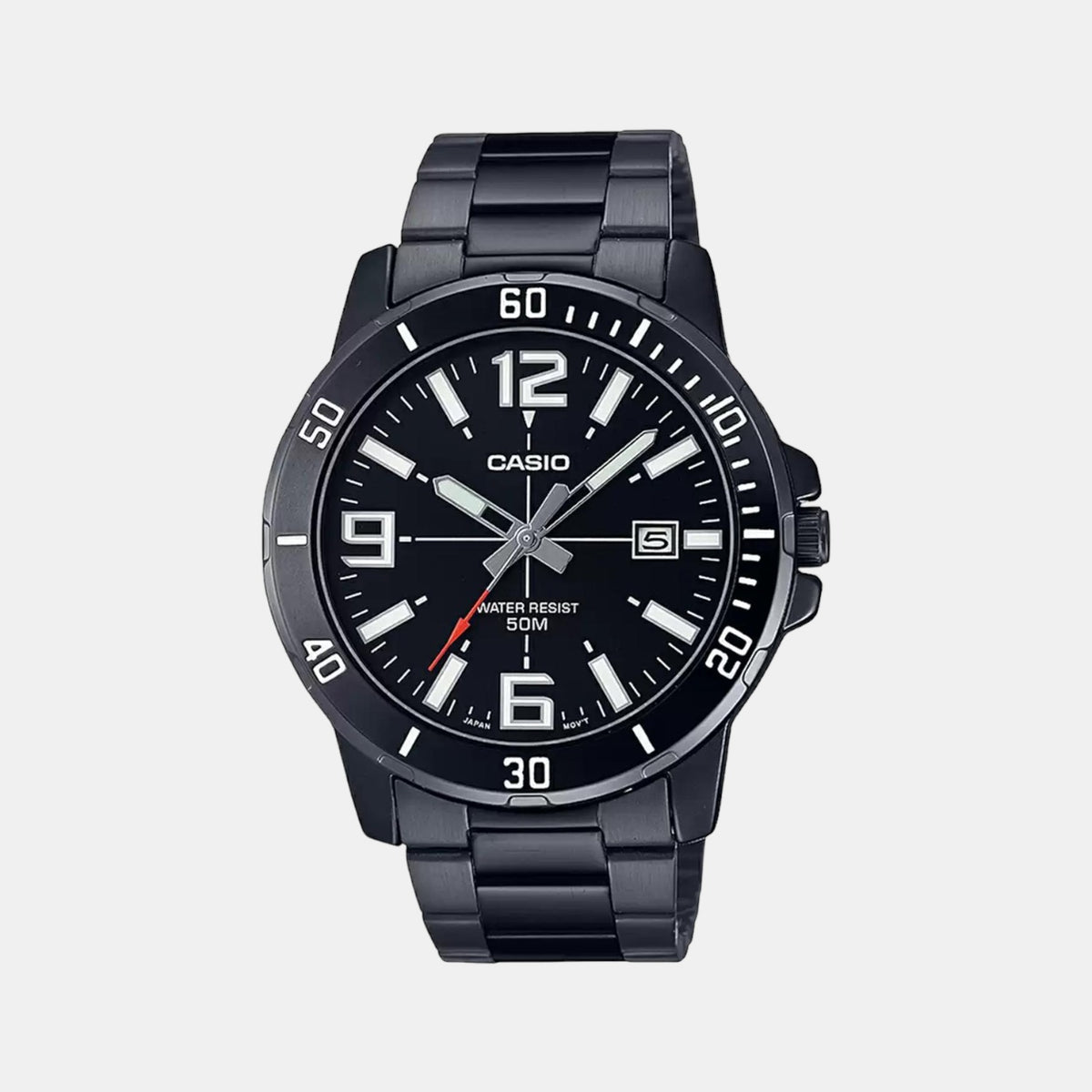 Casio A1979 Enticer Men’s Analog Quartz Watch with Black Dial & Black Stainless Steel Bracelet