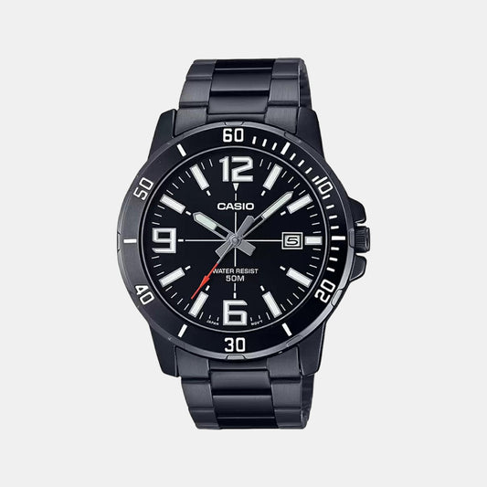 Casio A1979 Enticer Men’s Analog Quartz Watch with Black Dial & Black Stainless Steel Bracelet