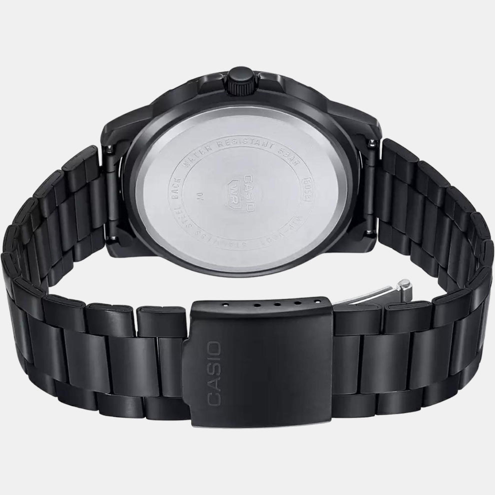 Casio A1980 Enticer Men’s Quartz Analog Watch with Black Dial, Brown Stainless Steel Strap