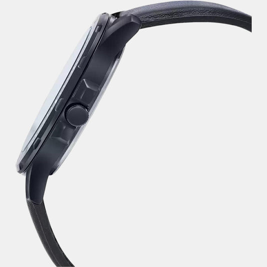 Casio A1981 Enticer Quartz Analog Men’s Watch with Black Dial, Black Leather Strap