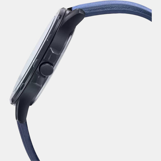 Casio A1982 Enticer Men’s Quartz Analog Watch with Blue Dial, Blue Leather Strap