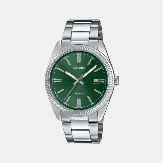 Casio A2262 Analog Quartz Men’s Enticer Watch | Green Dial | Stainless Steel Band | 50 m Water Resistant