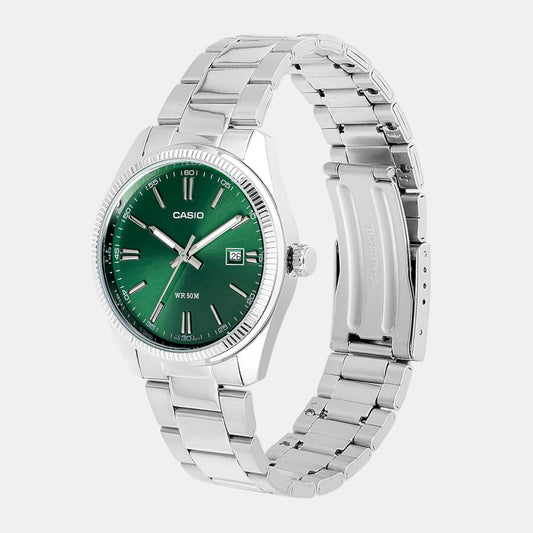 Casio A2262 Analog Quartz Men’s Enticer Watch | Green Dial | Stainless Steel Band | 50 m Water Resistant