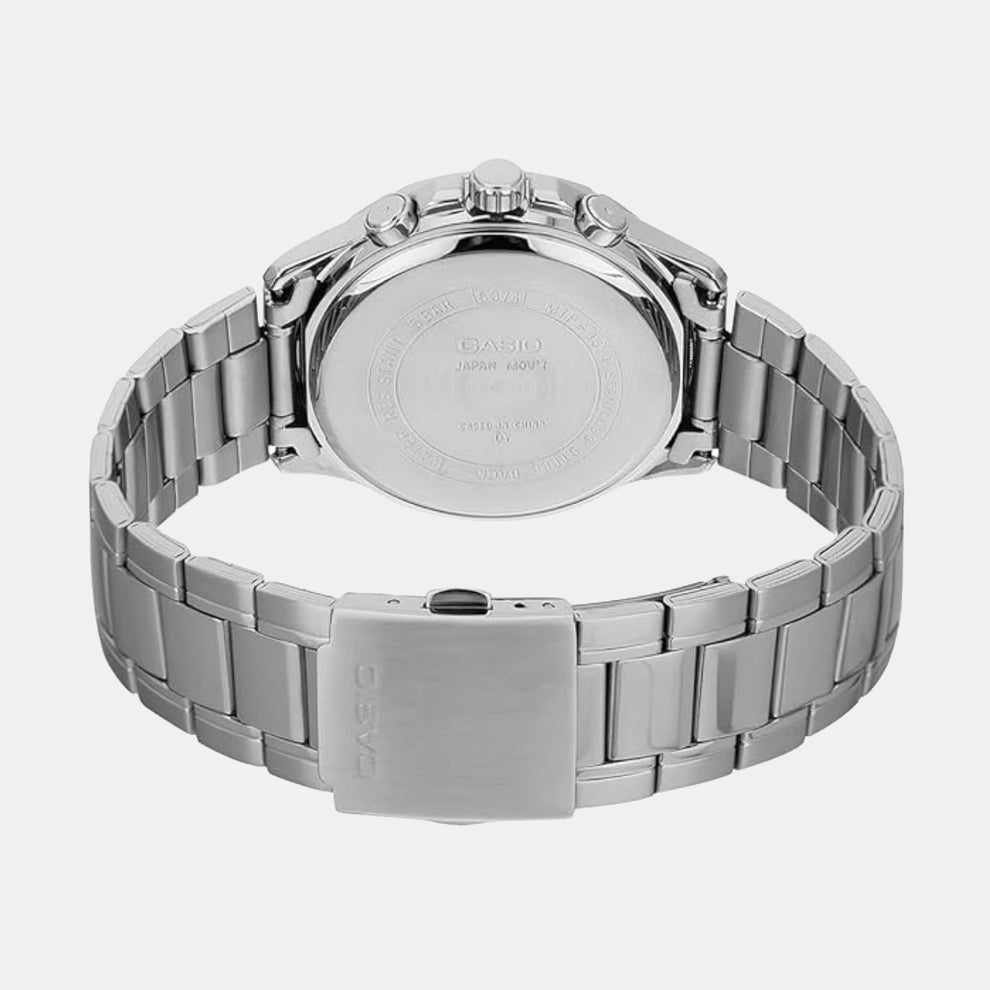 Casio A2346 Men’s Quartz Analog Watch with Blue Dial, Silver Stainless Steel Strap
