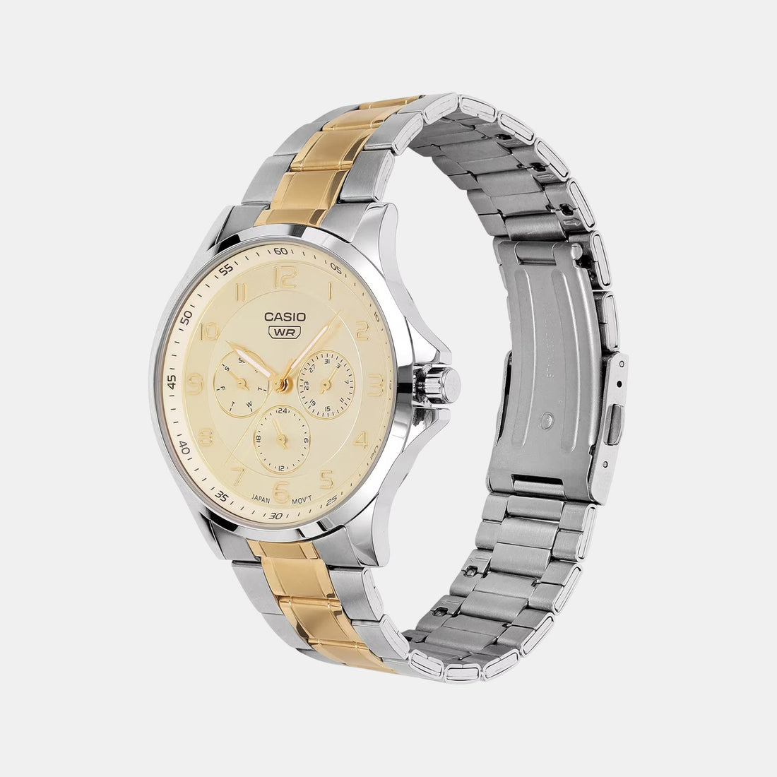 Casio A2453 Enticer Men’s Quartz Analog Watch with Yellow Dial, Two-Tone Stainless Steel Strap