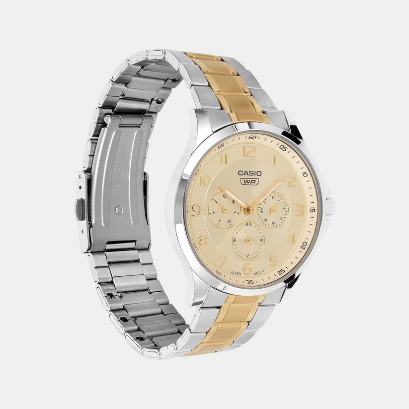 Casio A2453 Enticer Men’s Quartz Analog Watch with Yellow Dial, Two-Tone Stainless Steel Strap