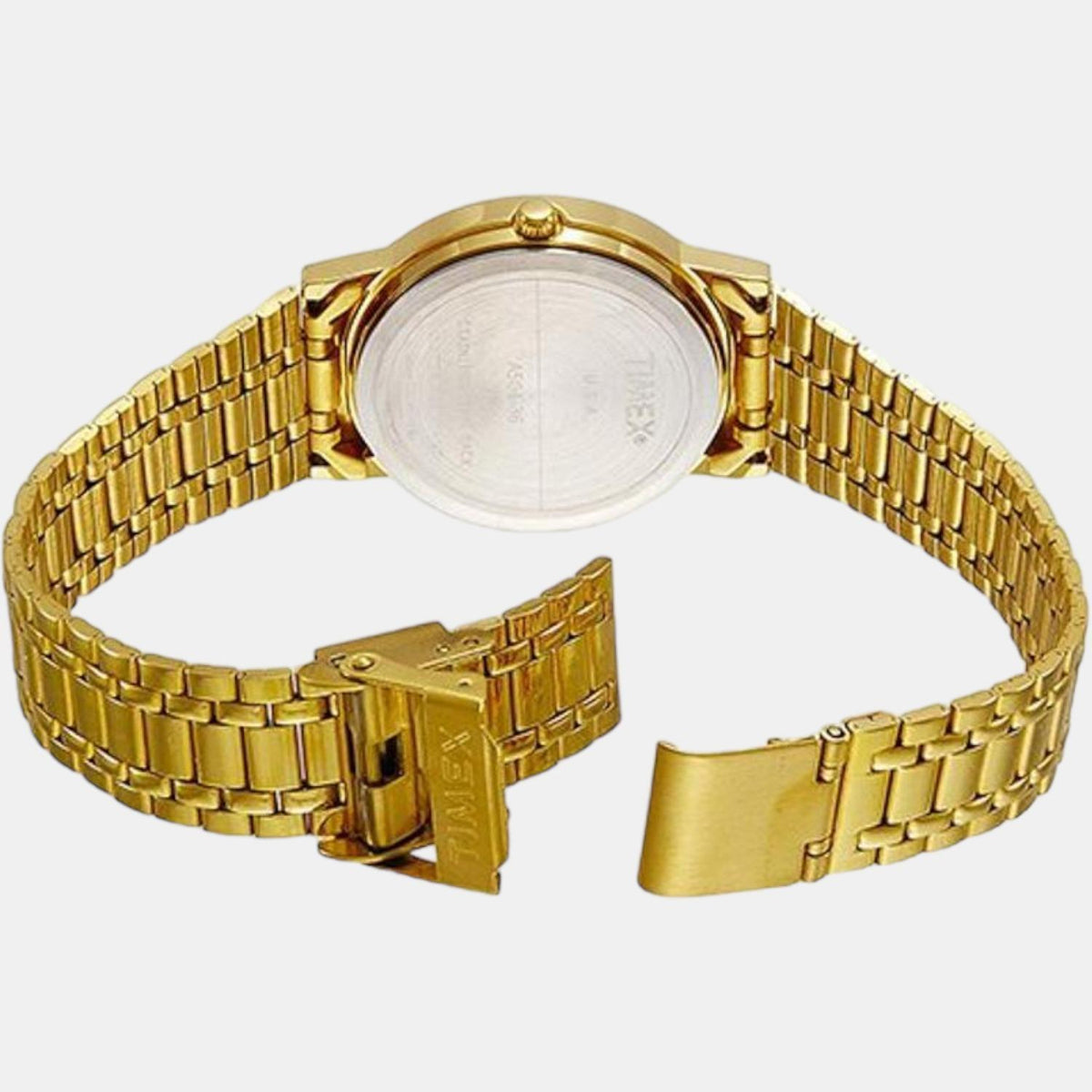 Timex A504 Analog Quartz Watch for Men – Champagne Dial, Gold‑Tone Stainless Steel Bracelet