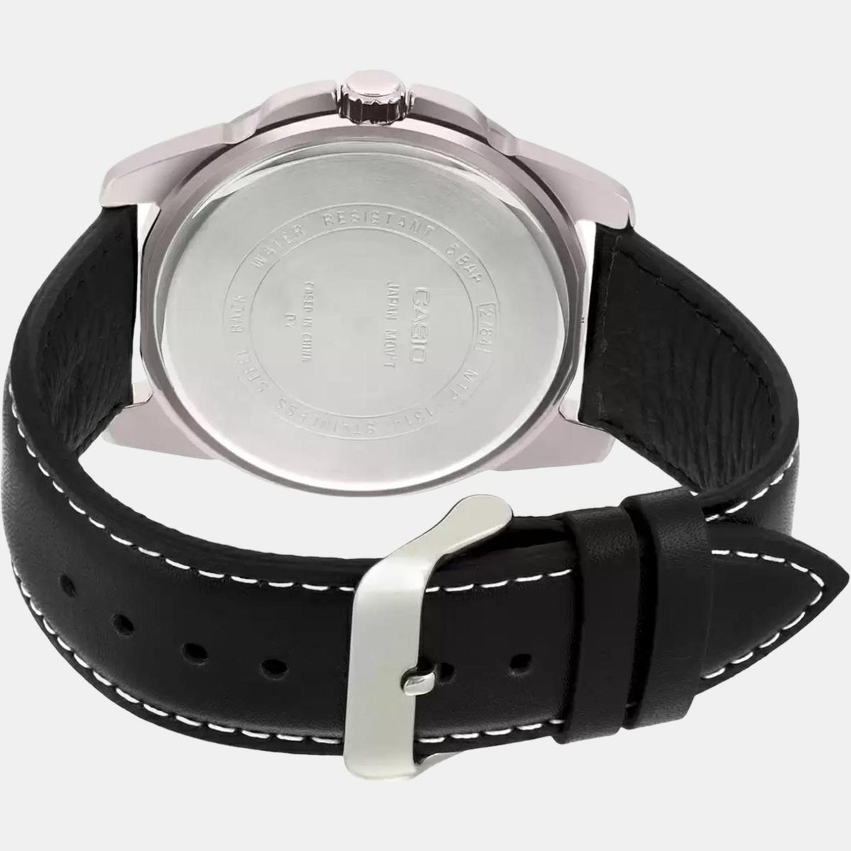 Casio A554 Analog Quartz Men’s Enticer Watch | Black Dial | Leather Strap | 50 m Water Resistant