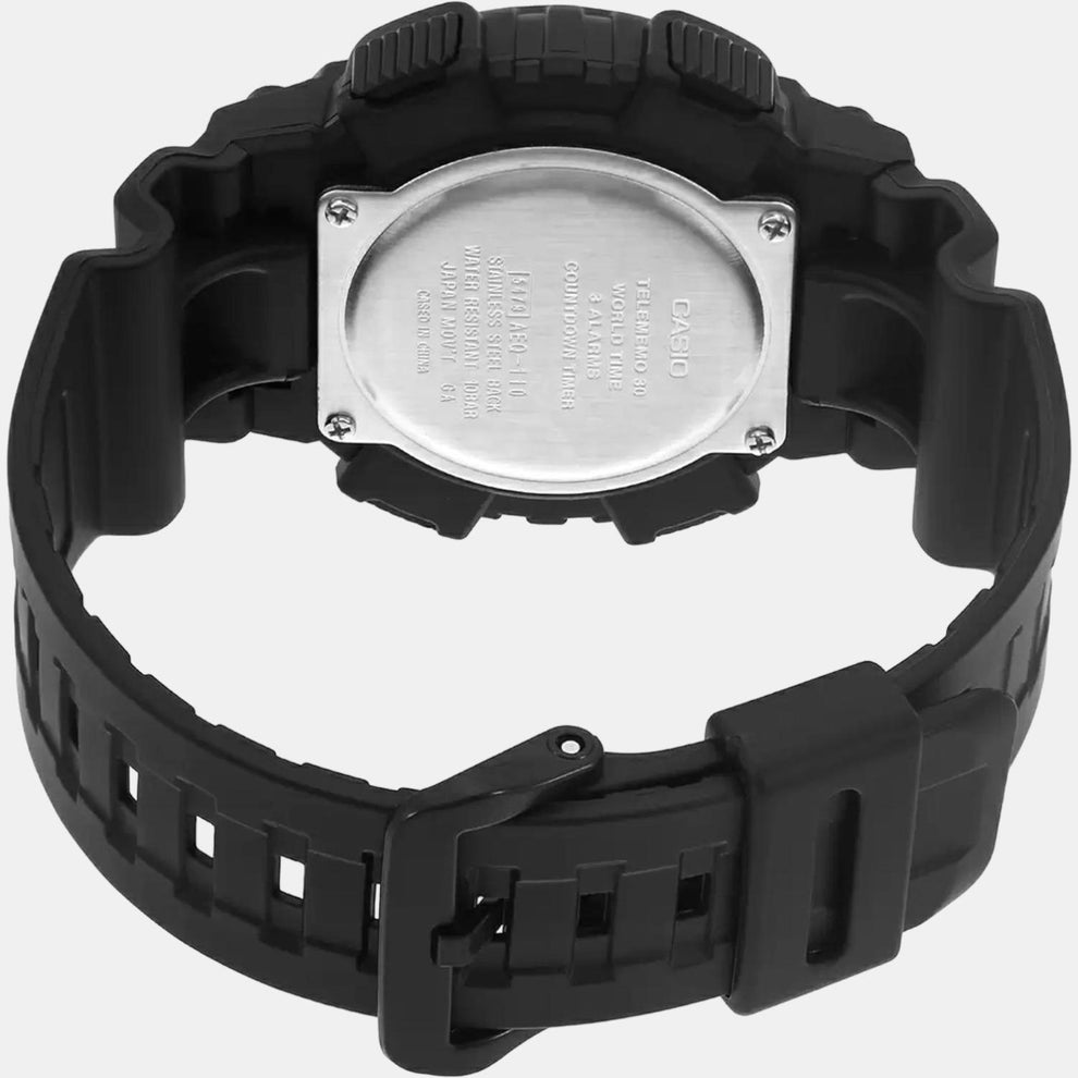 Casio AD206 Men’s Analog-Digital Quartz Watch with Black & Gold Dial, Black Resin Strap