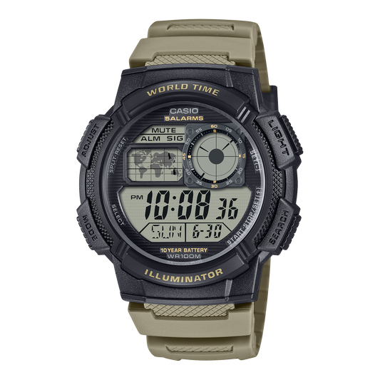 Casio D392 Youth Unisex Quartz Digital Watch with Green Dial, Green Resin Strap