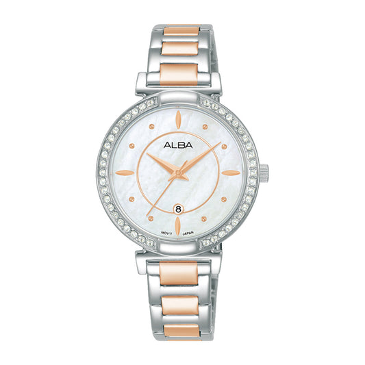 Alba AH7BE9X1 Women’s Quartz Watch with White Mother-of-Pearl Dial & Two-Tone Stainless Steel Strap