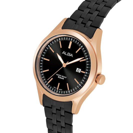 Alba AH7CE2X1 Men’s Onyx Black Stainless Steel Quartz Watch