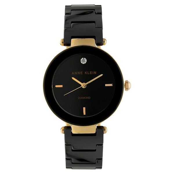 Sleek black dial with easy-to-read analog display.
