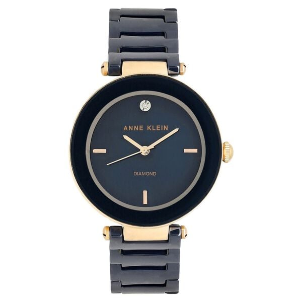 Anne Klein NEAK1018RGNV Women’s Quartz Analog Watch with Blue Dial & Blue Ceramic Strap