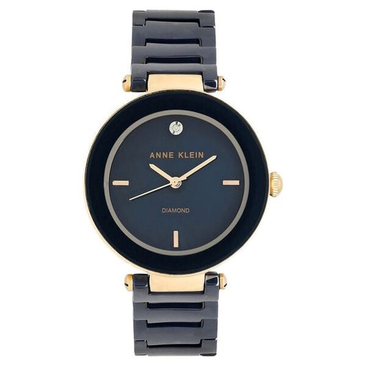 Anne Klein NEAK1018RGNV Women’s Quartz Analog Watch with Blue Dial & Blue Ceramic Strap