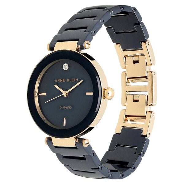 Anne Klein NEAK1018RGNV Women’s Quartz Analog Watch with Blue Dial & Blue Ceramic Strap