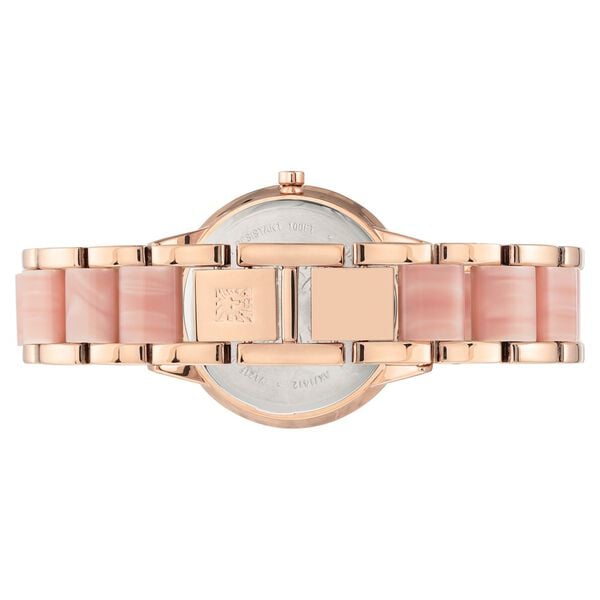 Anne Klein NEAK1412PKRG Analog Quartz Ladies’ Watch with Pink Dial & Rose-Gold Plastic Strap
