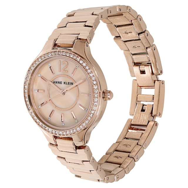 Anne Klein AK1854RMRG Analog Quartz Ladies’ Watch with Rose-Gold Mother-of-Pearl Dial & Rose-Gold Stainless Steel Bracelet