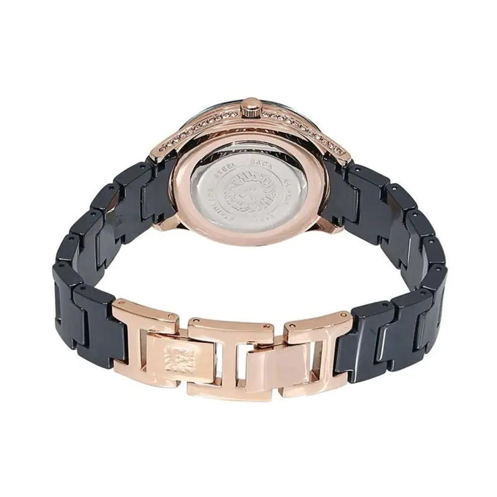 Anne Klein AK2388RGNV Analog Quartz Ladies’ Watch with Blue Dial & Two-Tone Ceramic Strap