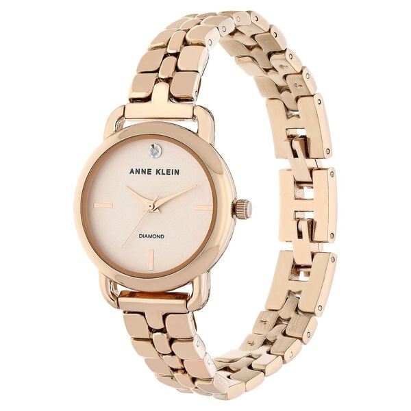 Anne Klein AK2794RGRG Analog Quartz Ladies’ Watch with Rose-Gold Dial & Rose-Gold Metal Bracelet