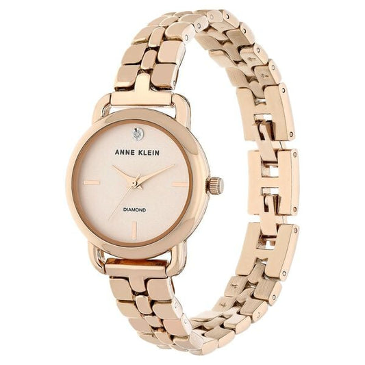 Anne Klein AK2794RGRG Analog Quartz Ladies’ Watch with Rose-Gold Dial & Rose-Gold Metal Bracelet