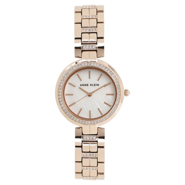Anne Klein AK2968MPRG Women’s Quartz Analog Watch with Silver Mother-of-Pearl Dial & Rose-Gold Metal Strap