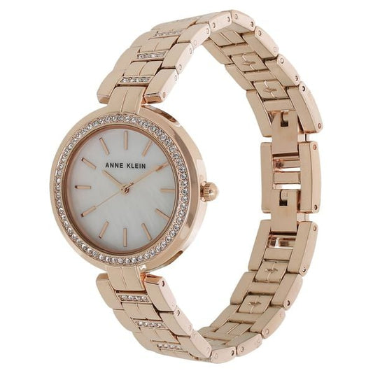Anne Klein AK2968MPRG Women’s Quartz Analog Watch with Silver Mother-of-Pearl Dial & Rose-Gold Metal Strap