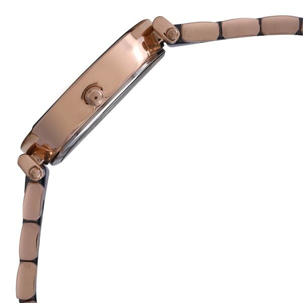 Anne Klein NDAK3158NVRG Analog Quartz Ladies’ Watch with Blue Dial & Black & Rose-Gold Ceramic Strap