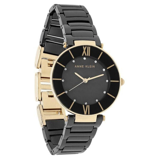 Anne Klein NEAK3266BKRG Women’s Quartz Analog Watch with Black Dial & Black Ceramic strap
